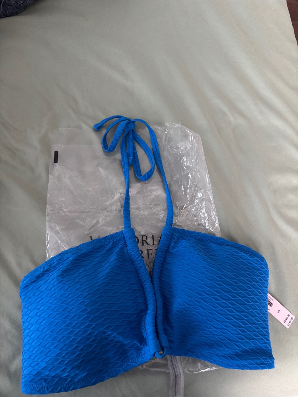 Victoria's Secret Bright Blue Textured Halter Bikini Top